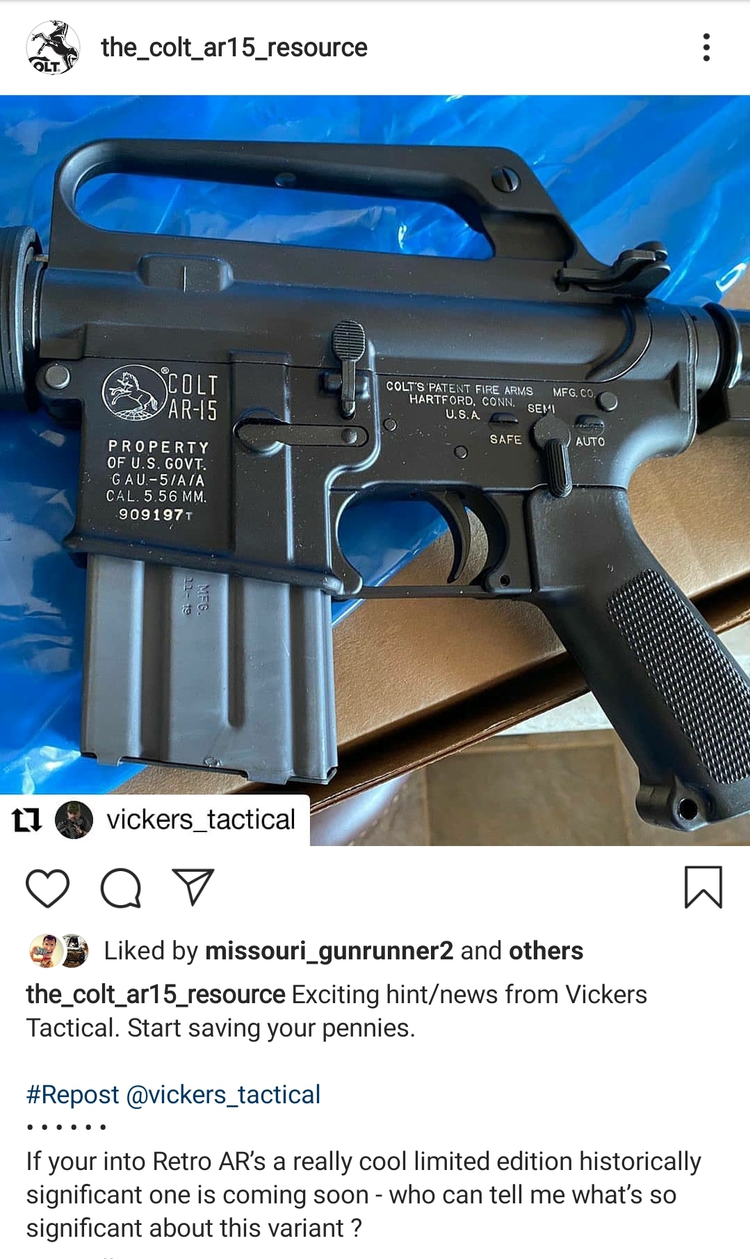 Colt GAU-5/A/A Release Pending According To Vickers Tactical – The Colt ...